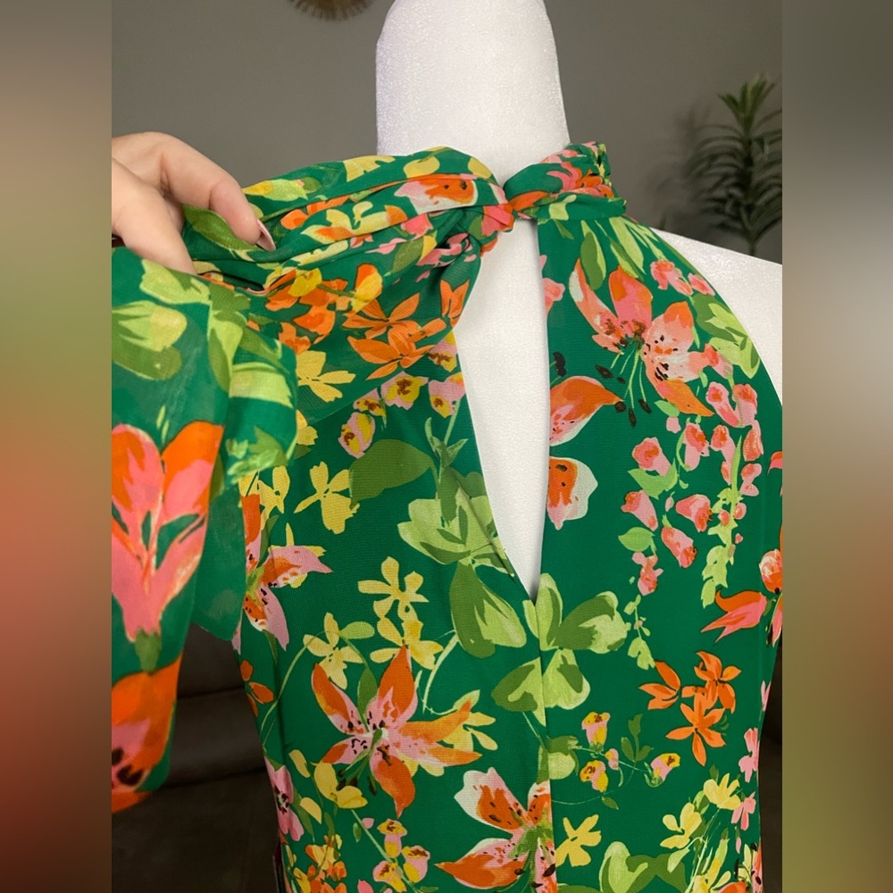 NWT Vince Camuto Green Floral Shift Dress Sz 8 Summer Vacay Party Date Resort - Picture 13 of 13